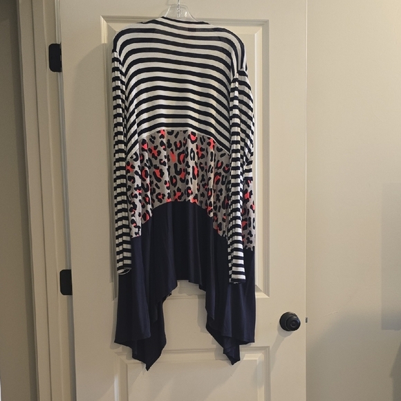 Striped and Leopard Print Cardigan - Picture 2 of 2